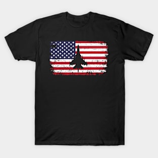 US Flag Airplane Patriotic American Pilot T-Shirt